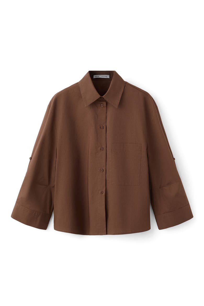 Stripe Cotton Button-Up Shirt, Alternate, color, BROWN