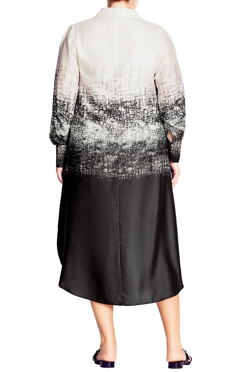 City Chic Caroline Gradient Print Long Sleeve Shirtdress, Alternate, color,