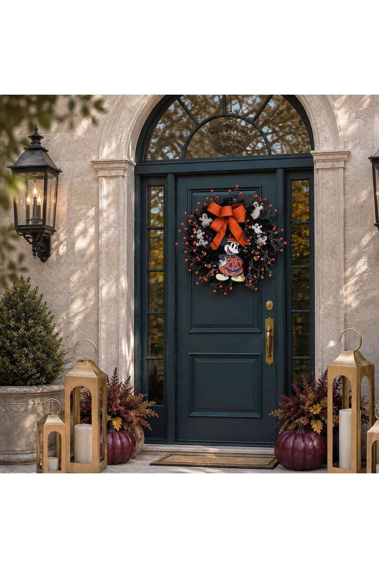 Disney® Mickey Mouse Halloween Wreath Pre-Lit, Alternate, color, Black, Orange, White