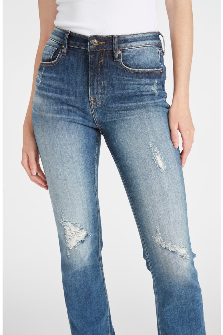 Ace Destroyed High Waist Straight Leg Jeans, Alternate, color, MEDIUM WAS