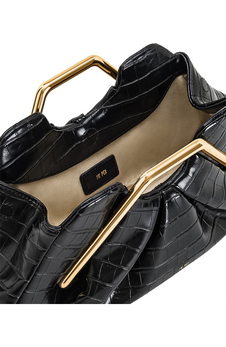 JW PEI Lila Croc Embossed Faux Leather Clutch, Alternate, color, Black