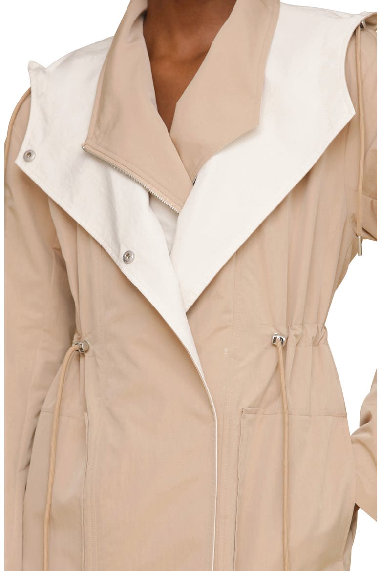 Layered Look Hooded Coat, Alternate, color, MUSHROOM/ ECRU