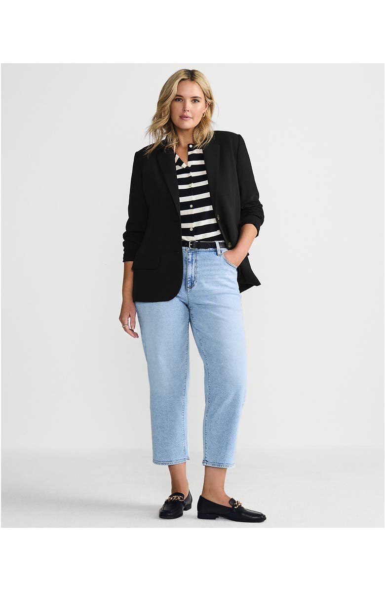 Lands' End Plus Size Soft Denim Mid Rise Relaxed Straight Crop Jeans, Alternate, color, Harlow Blue Wash