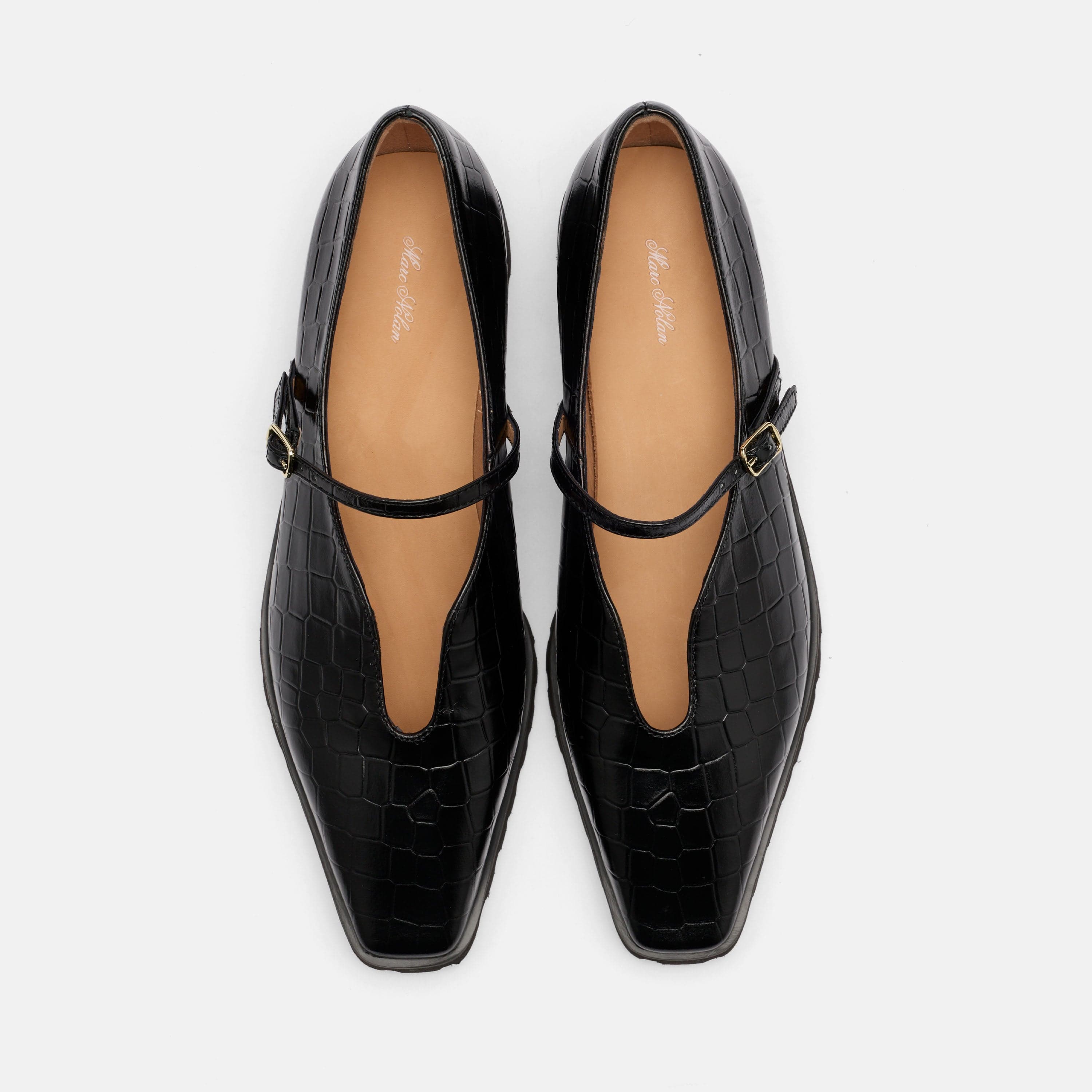 MARC NOLAN Roxie Leather Lug Mary Janes, Alternate, color, Black Croc