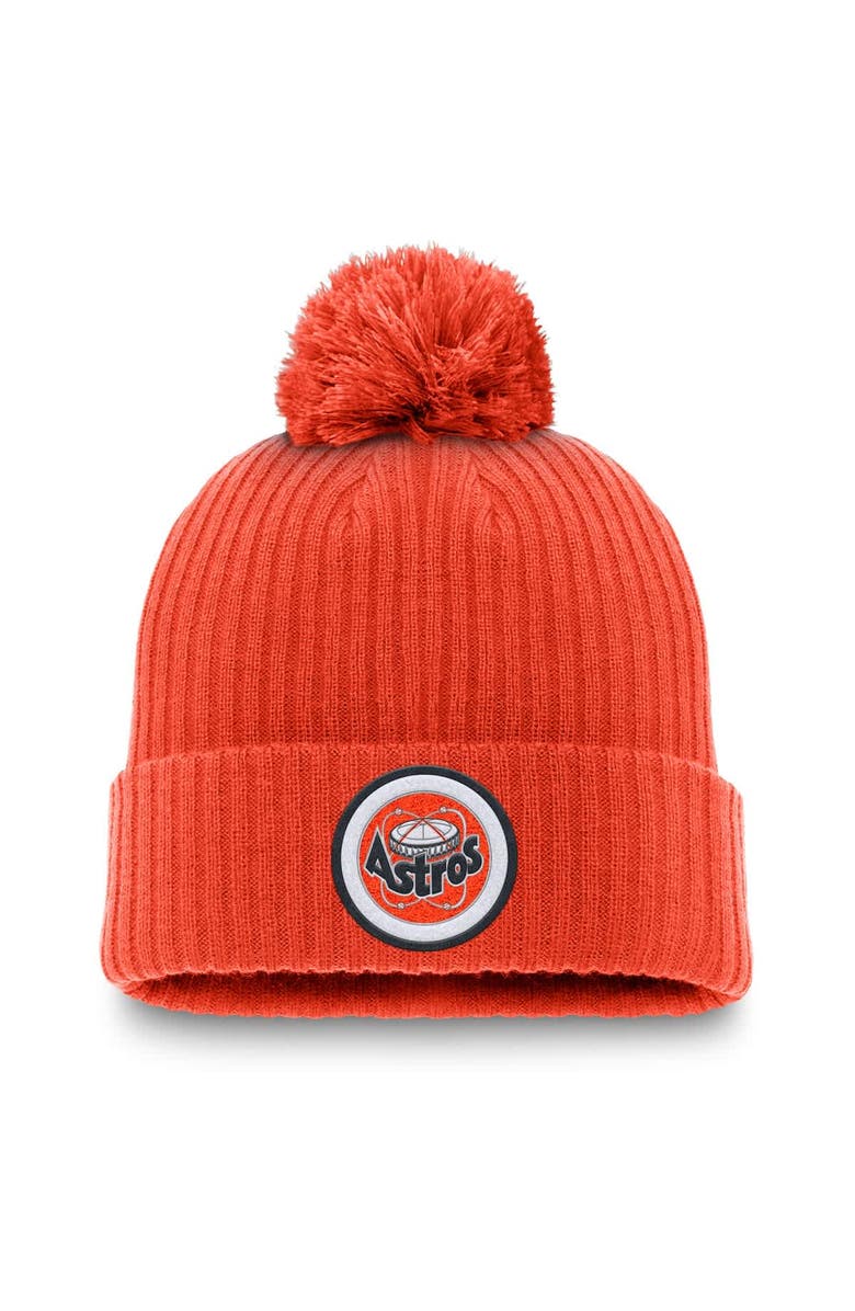 Nike Men's Nike Orange Houston Astros Cooperstown Collection Patch Cuffed Knit Hat with Pom, Main, color, Orange