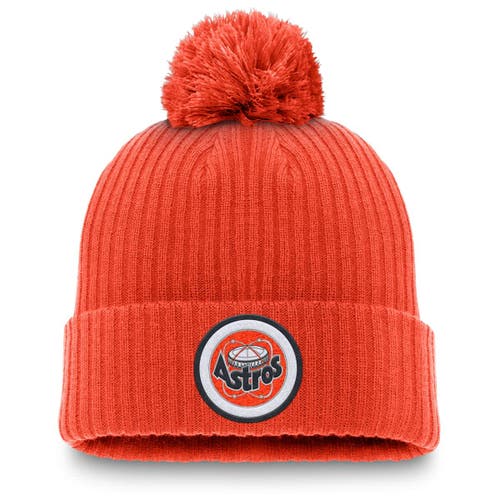 Nike Orange Houston Astros Cooperstown Collection Patch Cuffed Knit Hat With Pom