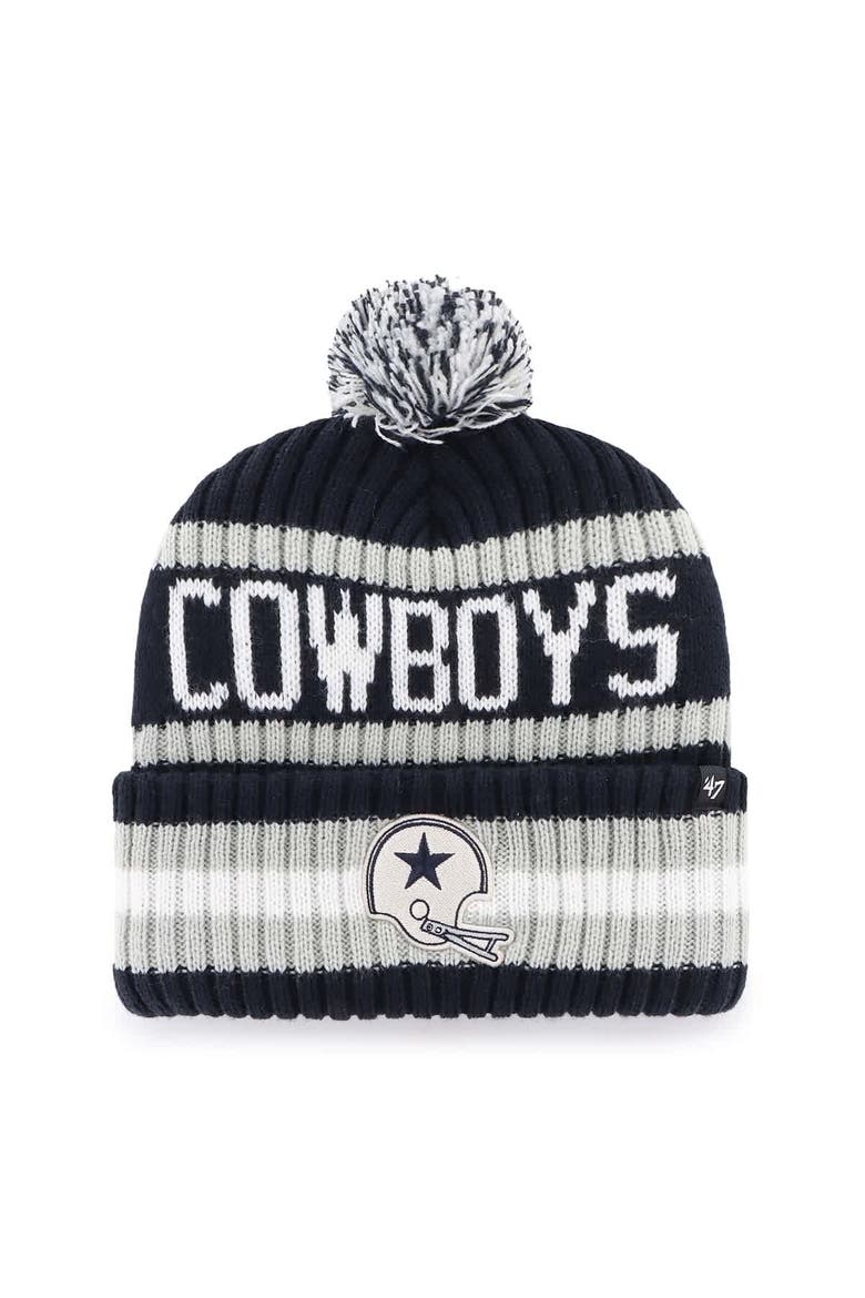 Men's '47 Navy Dallas Cowboys Bering Cuffed Knit Hat with Pom, Main, color, Navy