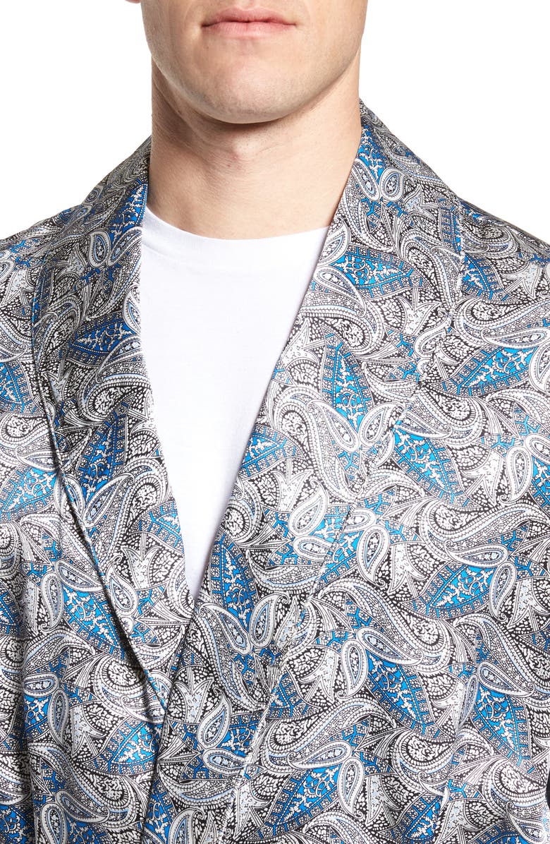 Majestic International Cypress Silk Paisley Robe, Alternate, color, 