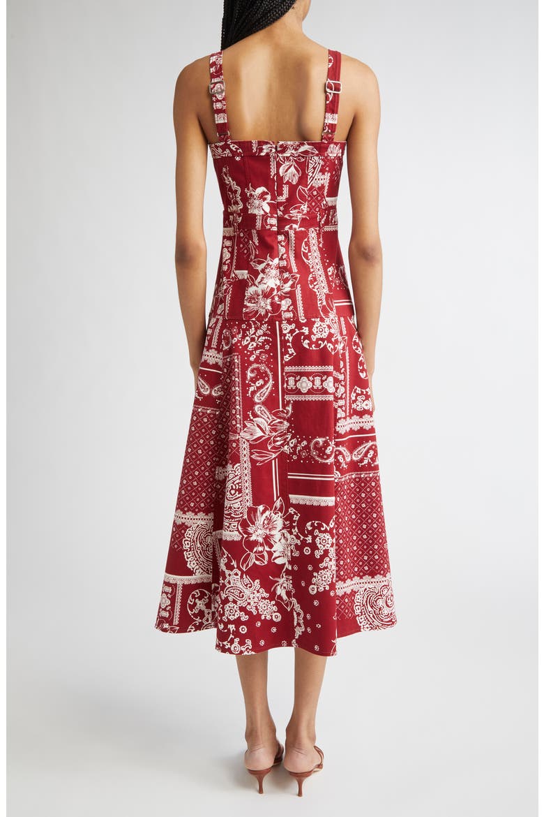 Bandana Print A-Line Dress, Alternate, color, BORDEAUX