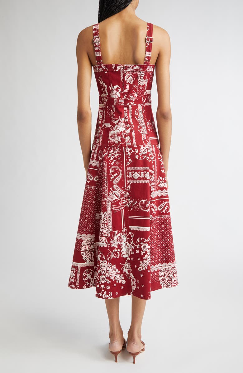 Cinq à Sept Bandana Print A-Line Dress, Alternate, color, Bordeaux
