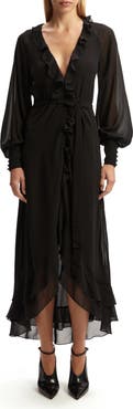 Bardot Kassia Ruffle Long Sleeve High/Low Maxi Dress