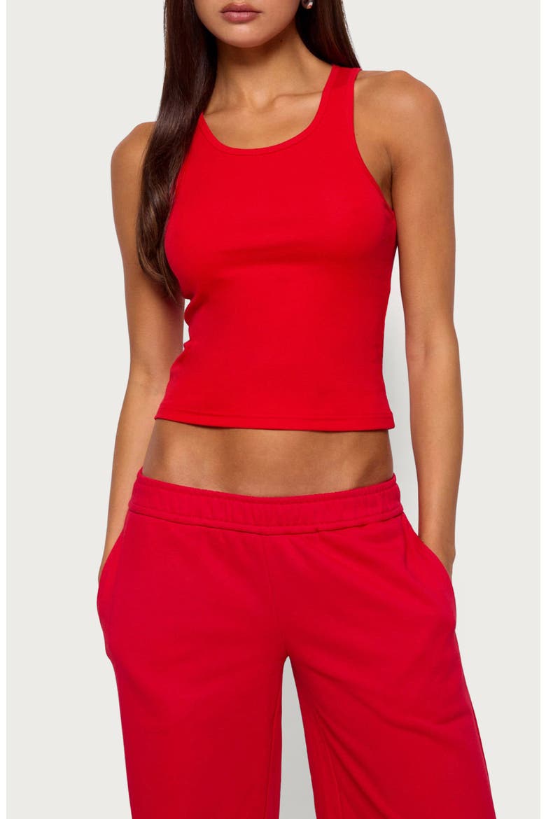 Francie Crop Stretch Cotton Rib Tank, Main, color, RED