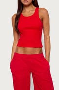 EDIKTED Francie Crop Stretch Cotton Rib Tank