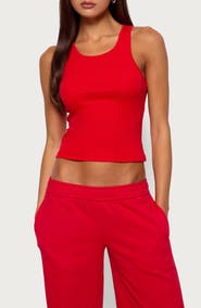 EDIKTED Francie Crop Stretch Cotton Rib Tank