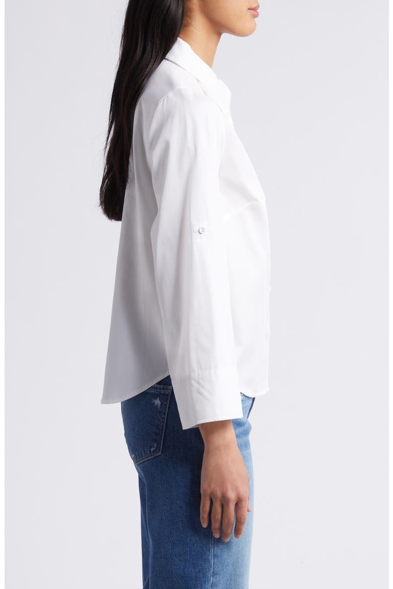 Roll Tab Button-Up Shirt, Alternate, color, OFF WHITE