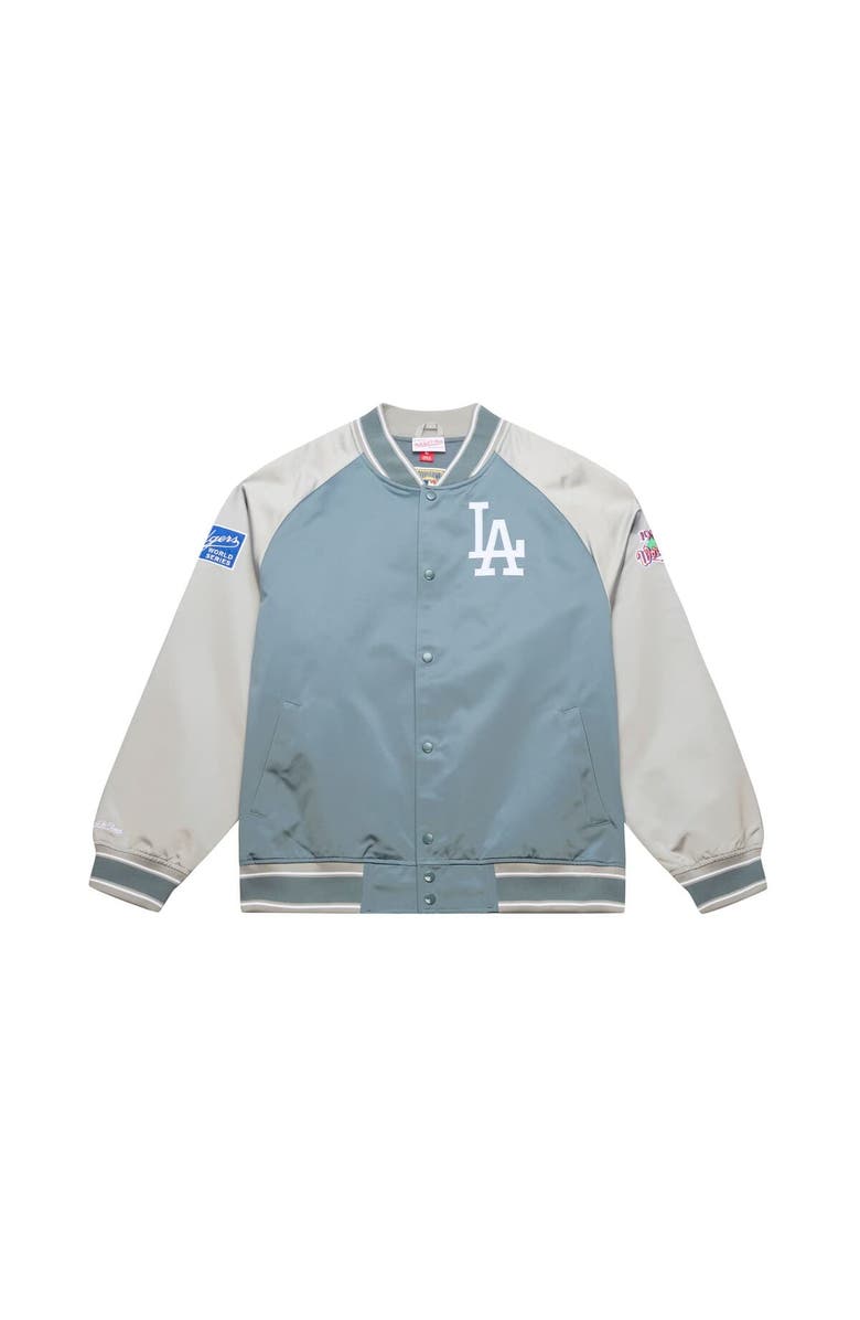Mitchell & Ness Men's Mitchell & Ness  Gray Los Angeles Dodgers Thunderstorm Head Coach Lightweight Satin Full-Snap Jacket, Main, color, Gray