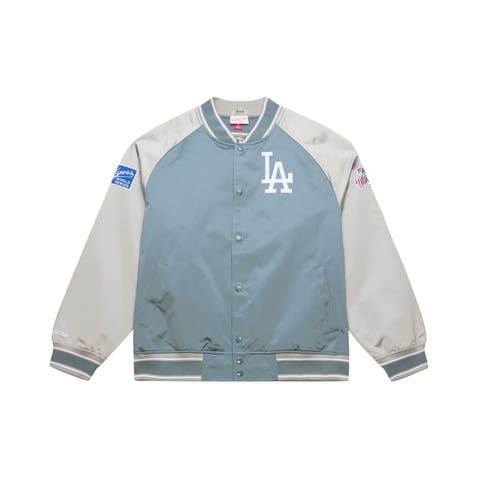 Men's Mitchell & Ness  Gray Los Angeles Dodgers Thunderstorm Head Coach Lightweight Satin Full-Snap Jacket