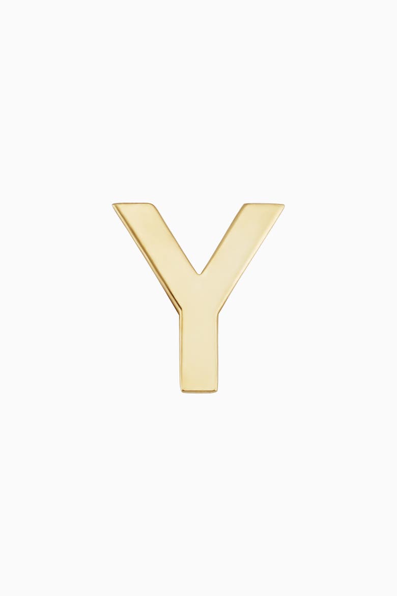 14K Gold Initial Reaction Single Stud, Main, color, Letter Y
