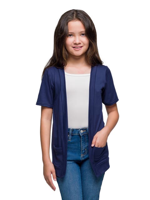 Short Sleeve Open Front Layering Shrug with Pockets