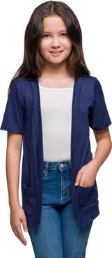 24sevenKid Short Sleeve Open Front Layering Shrug with Pockets