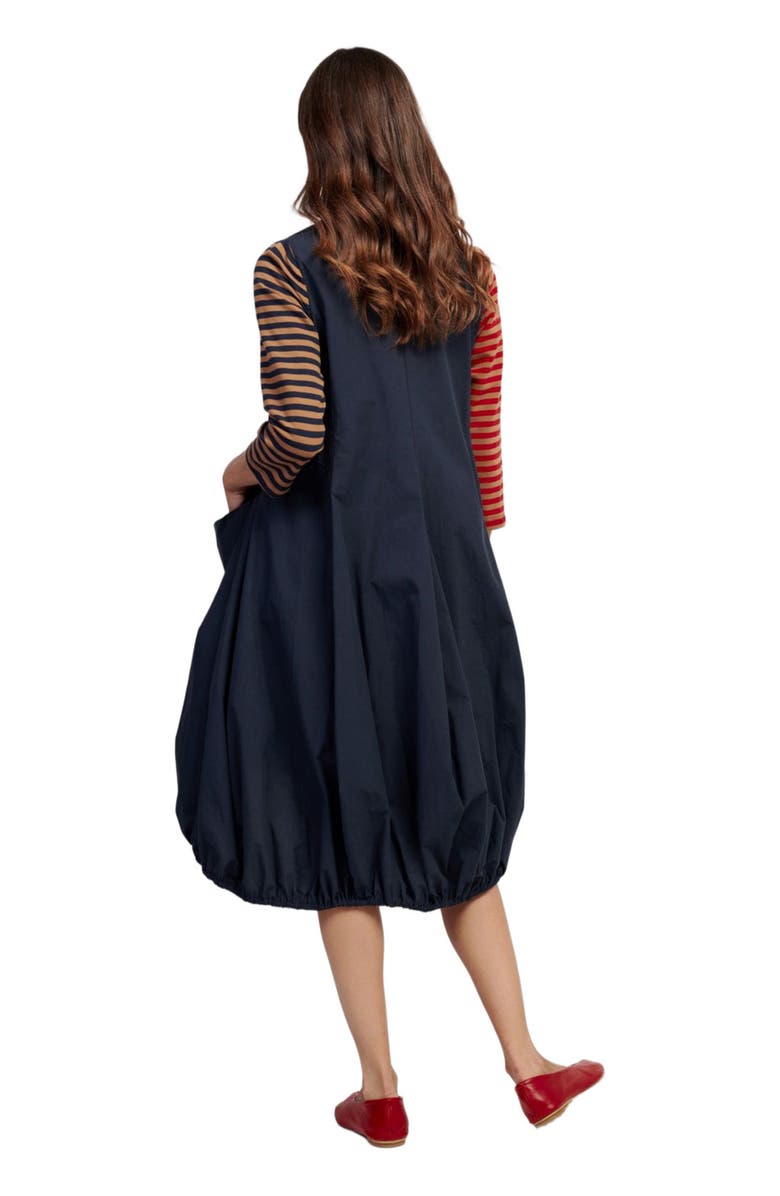 Alembika Mixed media shirt dress with balloon skirting, Alternate, color, 