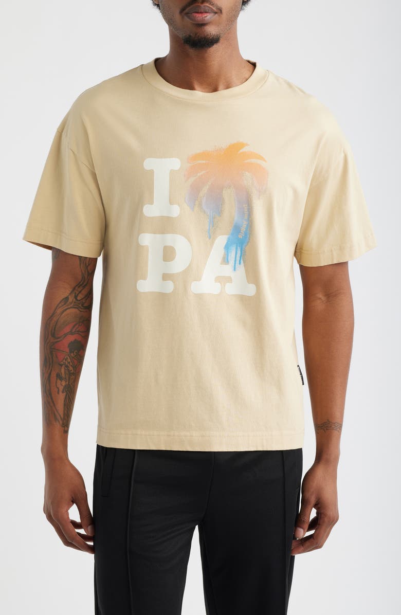Palm Angels Regular Fit I Love PA Graphic T-Shirt, Main, color, Beige White