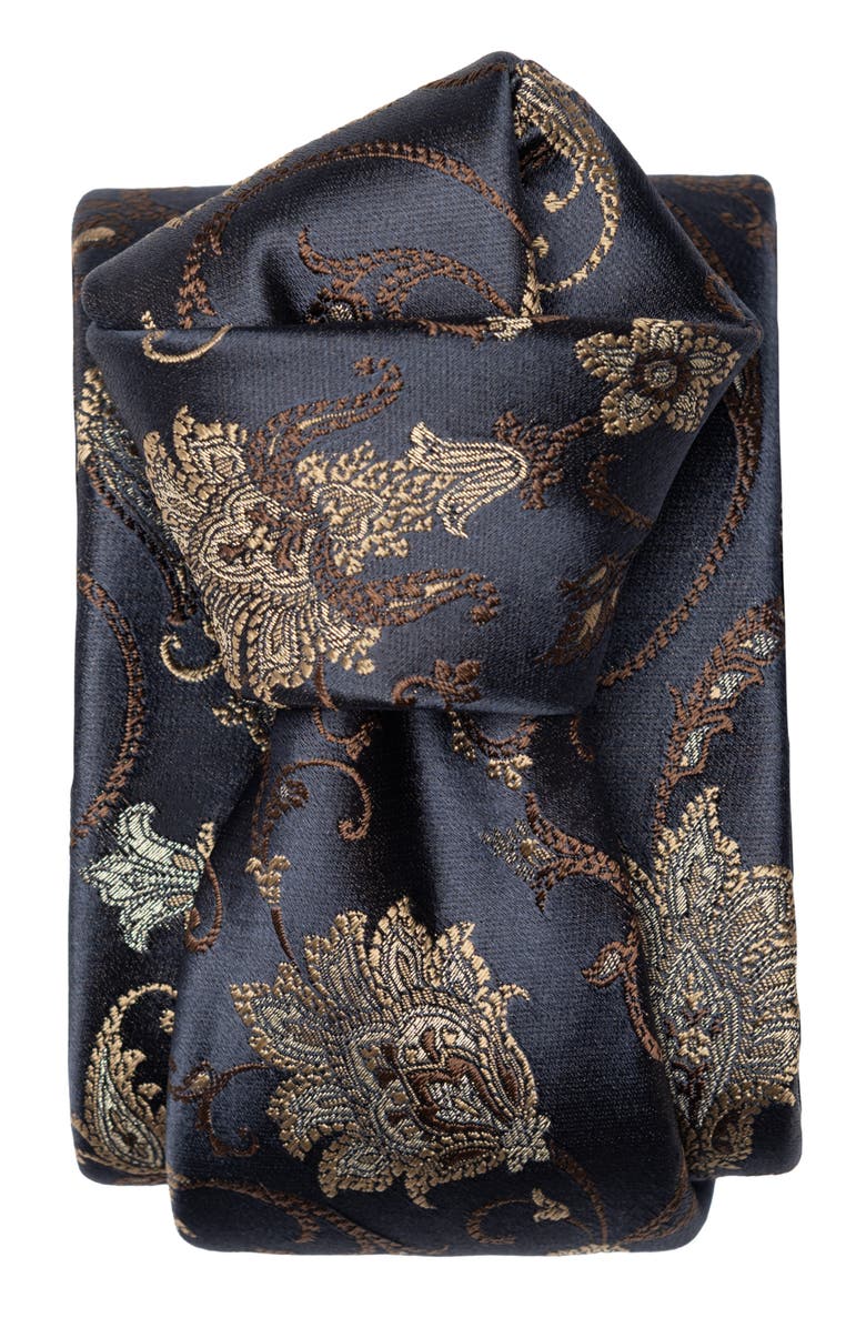 Elizabetta Prosecco - Extra Long  Silk Jacquard Tie for Men, Alternate, color, Midnight Blue