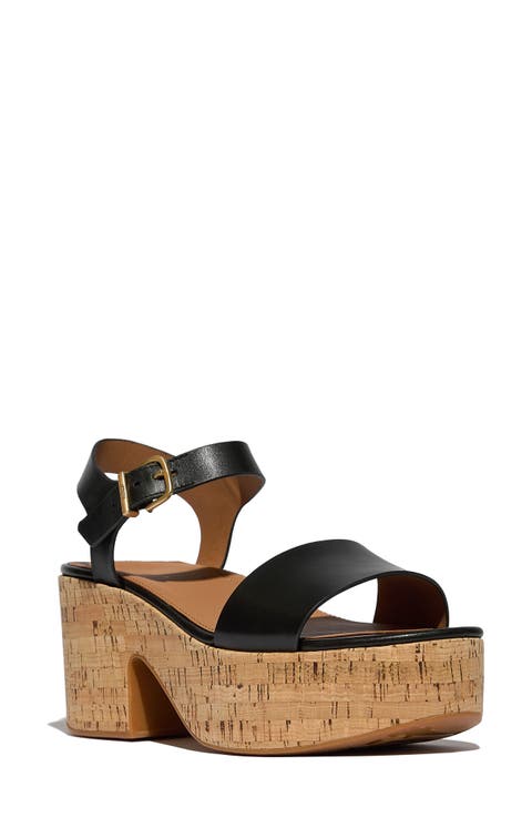 PlatFForms Ankle Strap Platform Wedge Sandal (Women)