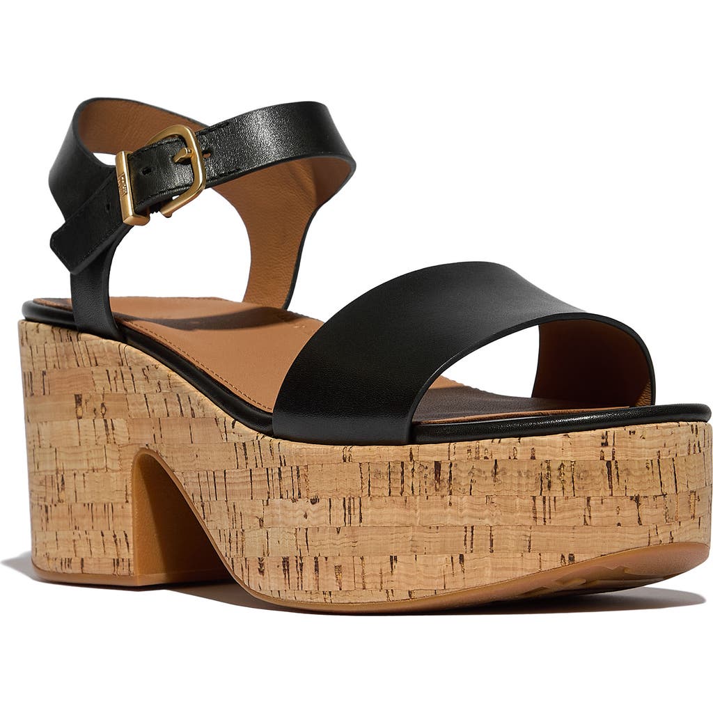 Fitflop Platfforms Ankle Strap Platform Wedge Sandal In Black
