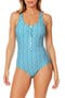 Zip Front Racerback One-Piece Swimsuit