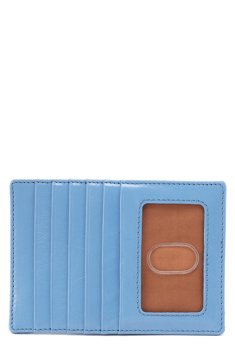 Euro Slide Leather Credit Card Case, Main, color, FADED DENIM