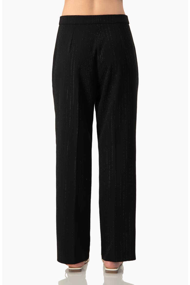 Crystal-Adorned Textured Straight-Cut Tailored Dress Pants, Alternate, color, Black