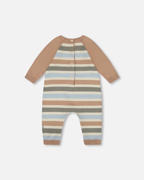 Deux Par Deux Knitted Romper Stripes In Multi