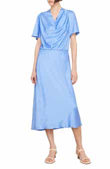 Vince Cowl Neck Crinkled Satin Dress