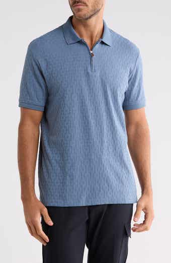 Geo Textured Zip Polo