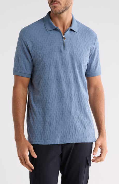 Geo Textured Zip Polo