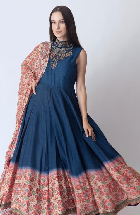 Myka Embroidered High Neck Gown