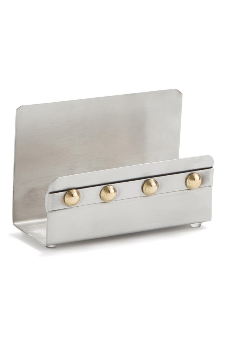 Rivet Business Card Holder, Main, color, SILVER
