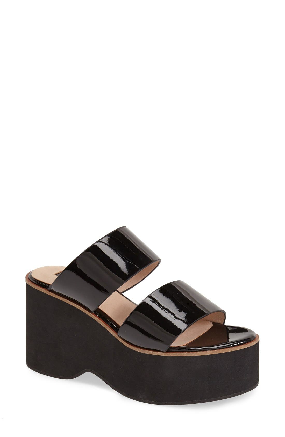 'Whiskey' Platform Wedge Sandal, Main, color, BLACK