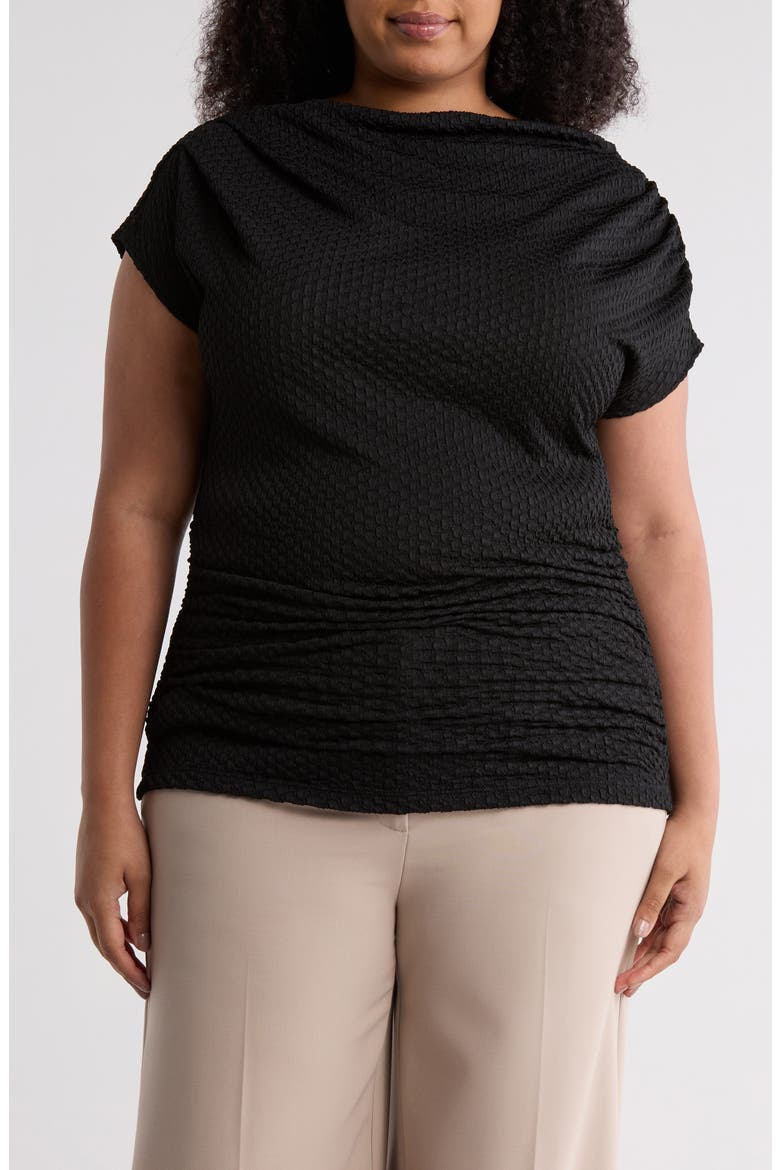 Asymmetric Ruched Top, Main, color, BLACK
