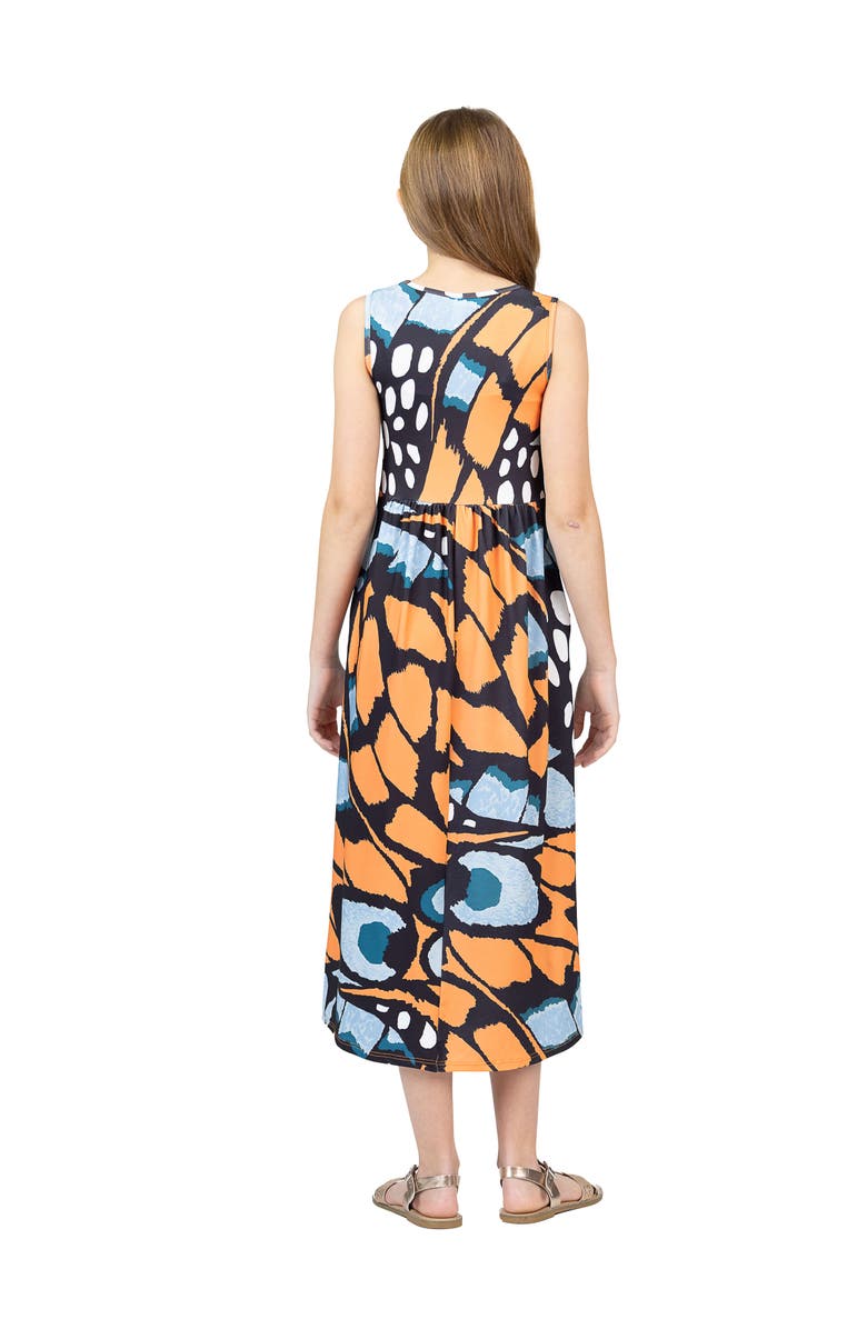 24sevenKid Orange Butterfly Print Sleeveless Pocket Maxi Dress, Alternate, color, Blue Multi