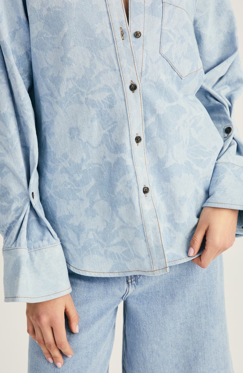 Derek Lam 10 Crosby Wesley Floral Denim Western Button-Up Shirt, Alternate, color, 