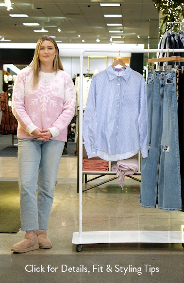 Oversize Pinstripe Cotton Button-Up Shirt, sales video thumbnail