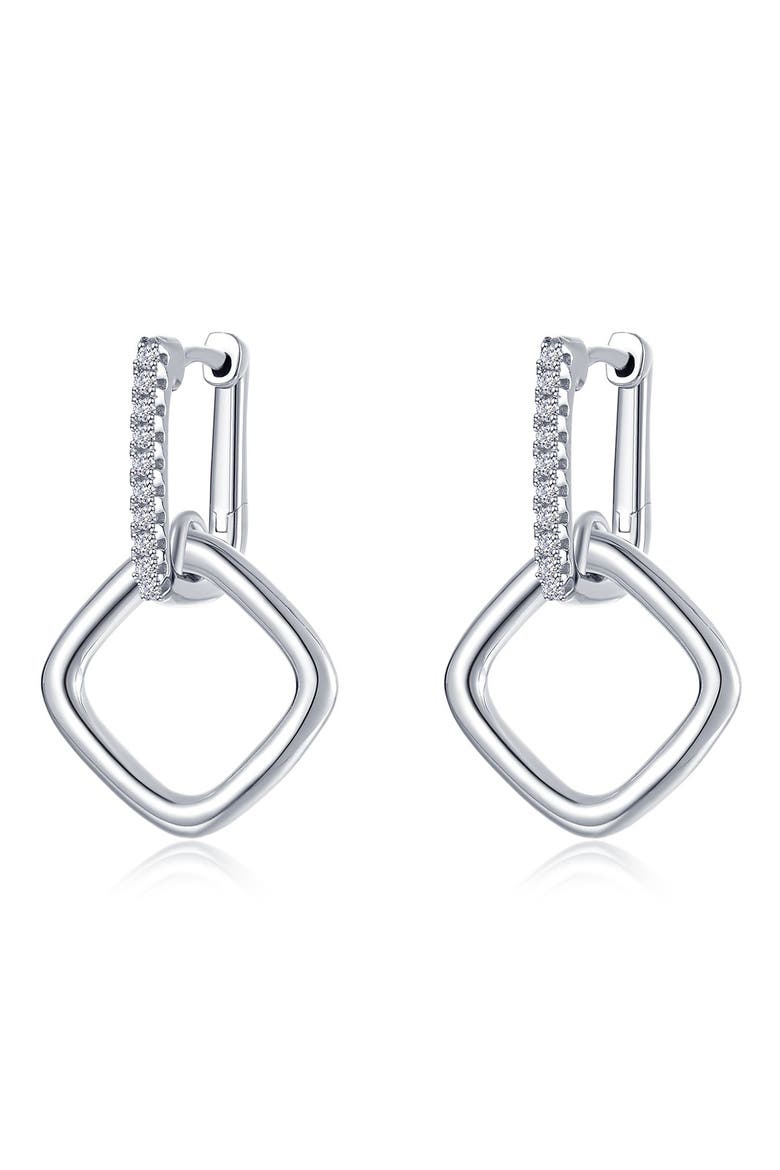 Lumina Cube Simulated Diamond Drop Earrings, Main, color, SILVER