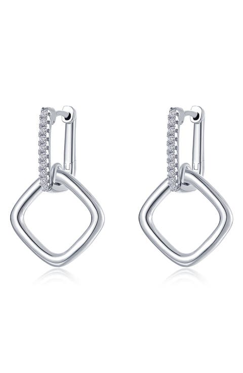 Lumina Cube Simulated Diamond Drop Earrings