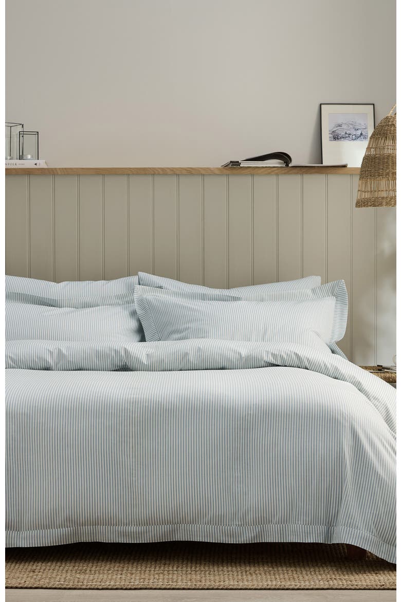Ticking Stripe Soft Cotton Twill Duvet Cover Sets, Alternate, color, Blue