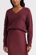 Open Edit Rib V-Neck Sweater