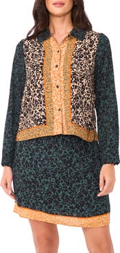 Vince Camuto Mixed Print Long Sleeve Button-Up Shirt