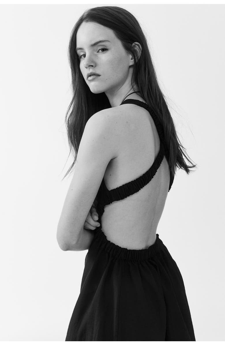 H&M Open-back Maxi Dress, Alternate, color, Black