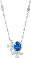 SAVVY CIE JEWELS Cubic Zirconia Cluster Oval Pendant Necklace